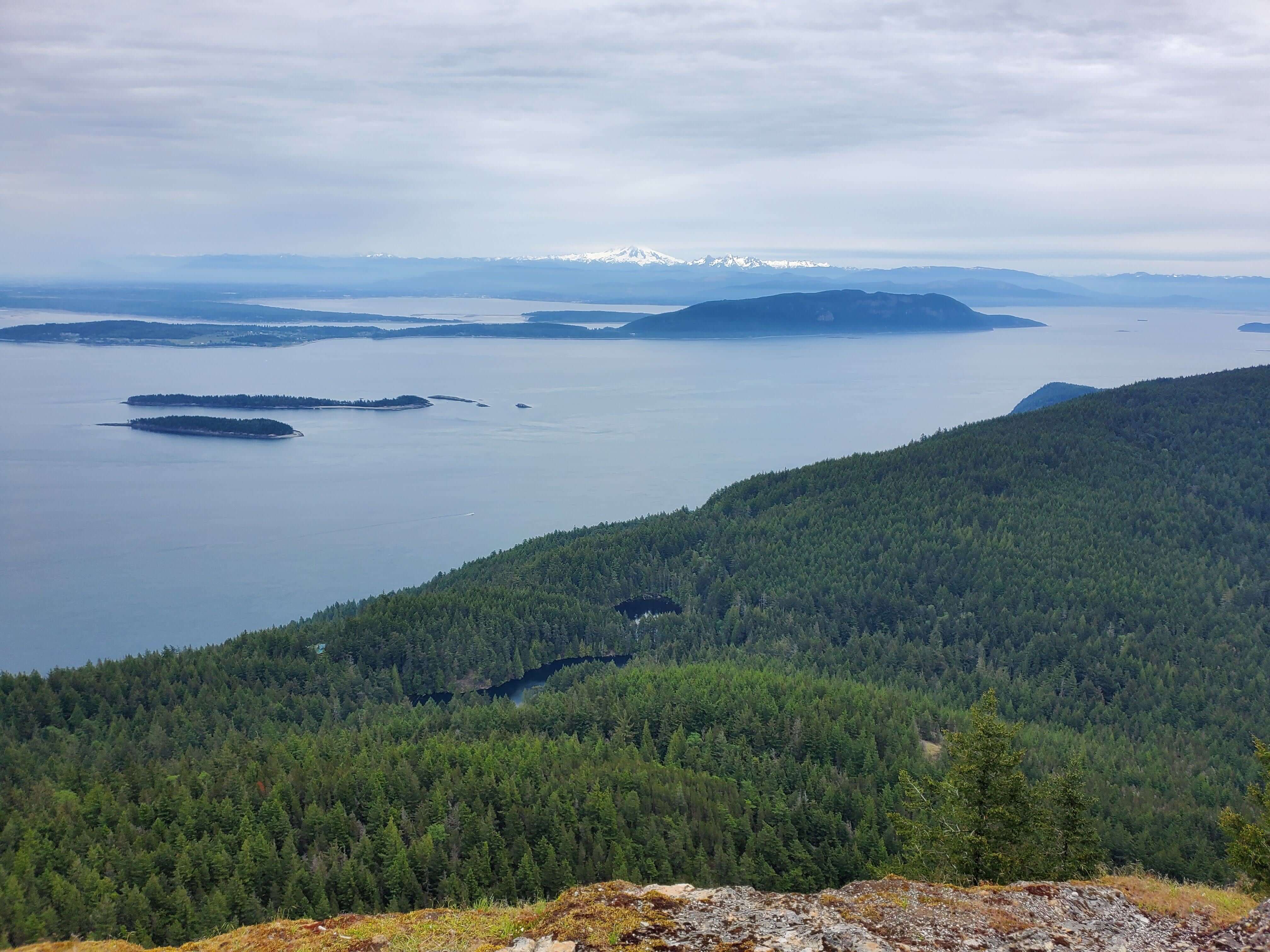 View of Mt. Baker and surrounding islands from Mount Constitution on Orcas Island