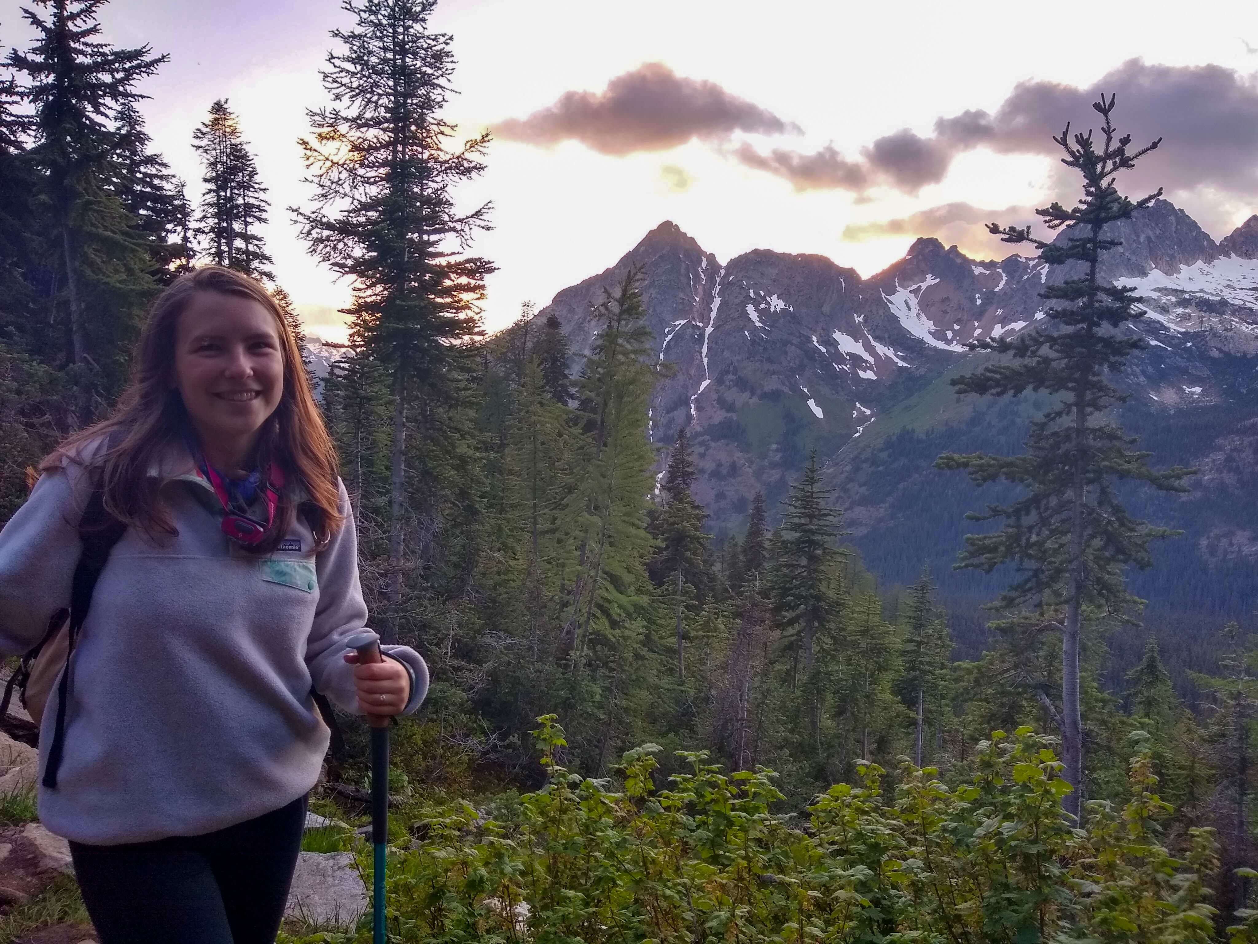 Author of Amateur Adventure Journal smiling during a sunset hike