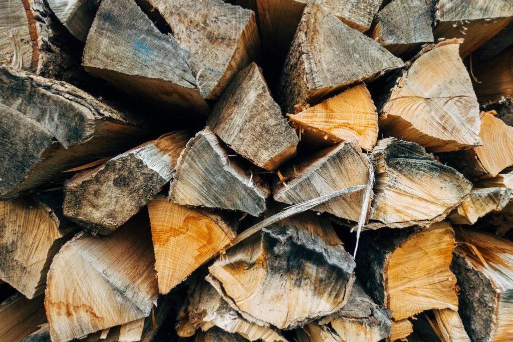 A stack of cut firewood
