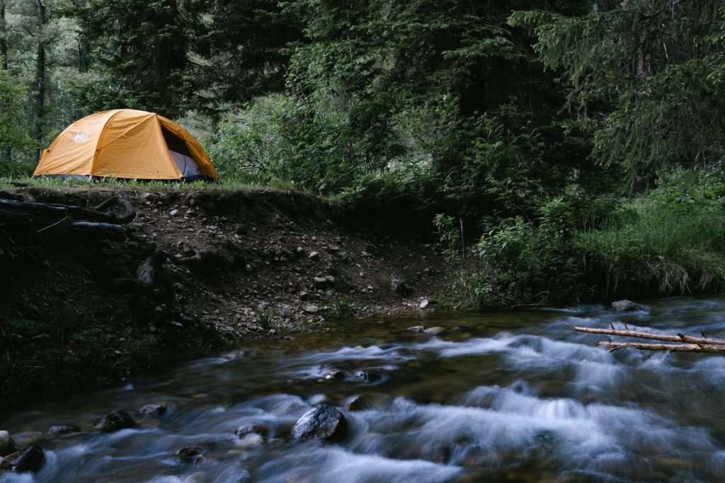 Tent next to a river