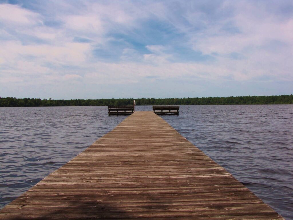 A fishing pier at Jones Lake in NC